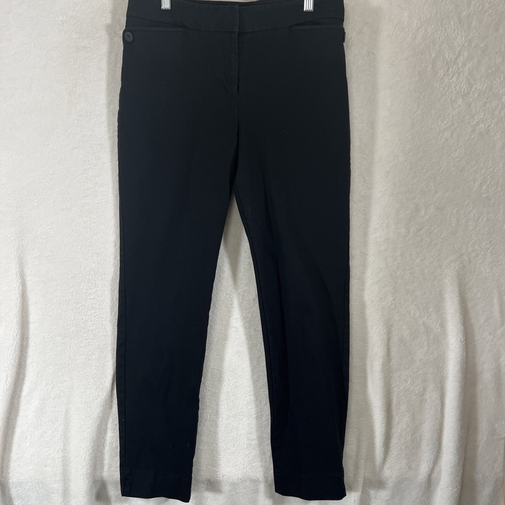 Talbots Women's Black Cotton Flat Front Ankle Pant Career Classic Academia - 6